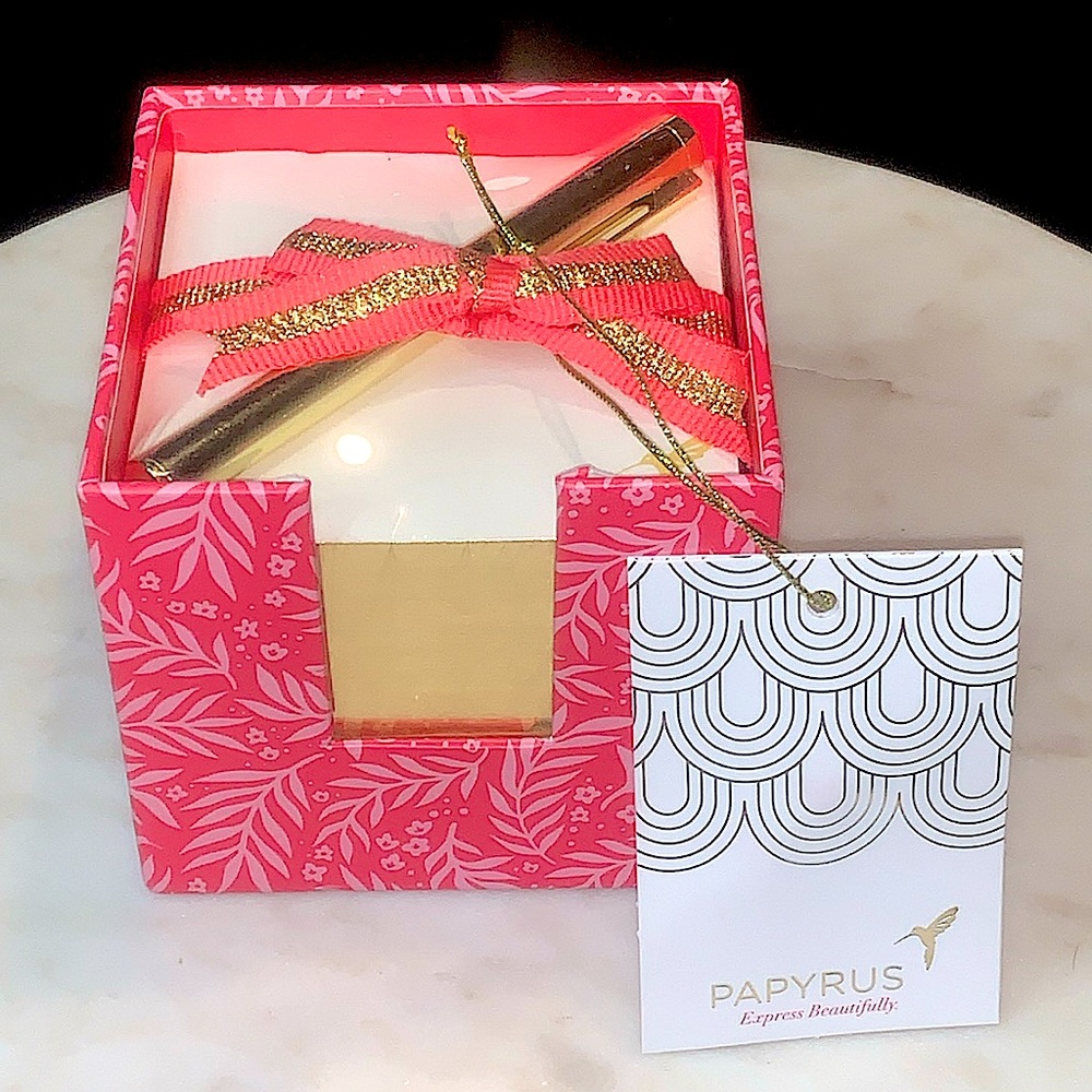 PAPYRUS PEN NOTE PINK LEAF FLOWERS GOLD NEW 600 NOTES ORGANIZER